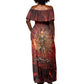 Sekhmet Off Shoulder Maxi Dress Egyptian Fiery Lioness Head and Ancient Warrior