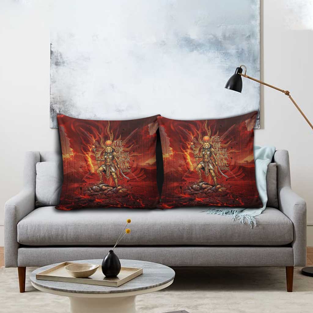 Sekhmet Pillow Cover Egyptian Fiery Lioness Head and Ancient Warrior