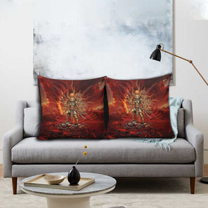 Sekhmet Pillow Cover Egyptian Fiery Lioness Head and Ancient Warrior