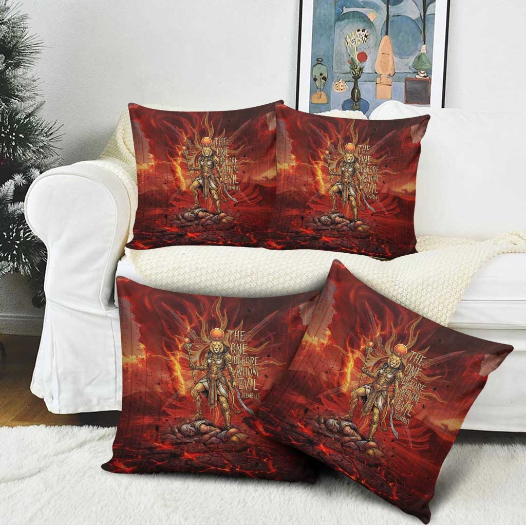 Sekhmet Pillow Cover Egyptian Fiery Lioness Head and Ancient Warrior