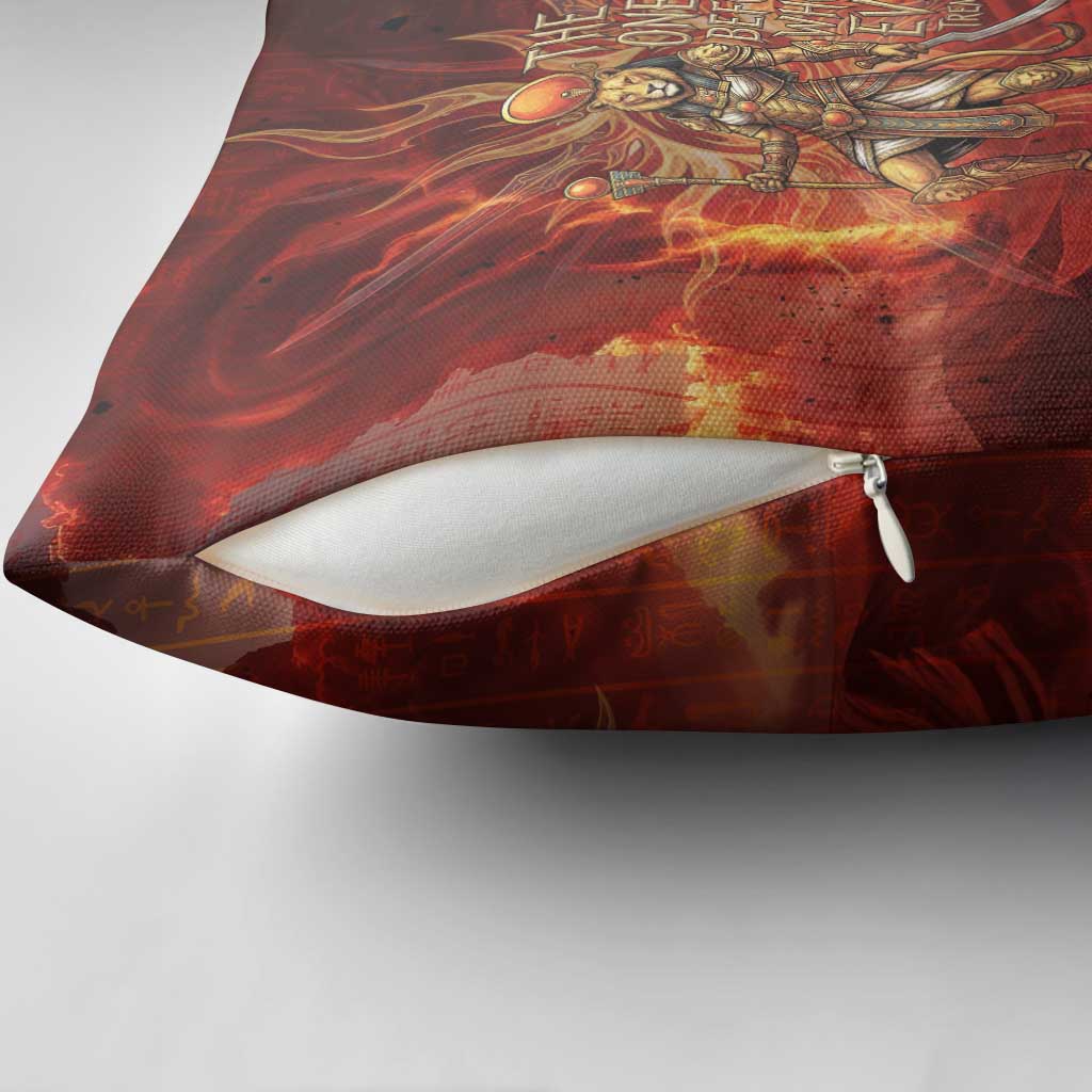 Sekhmet Pillow Cover Egyptian Fiery Lioness Head and Ancient Warrior