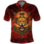 Sekhmet Polo Shirt Egyptian Fiery Lioness Head and Ancient Warrior