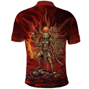 Sekhmet Polo Shirt Egyptian Fiery Lioness Head and Ancient Warrior