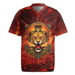 Sekhmet Rugby Jersey Egyptian Fiery Lioness Head and Ancient Warrior
