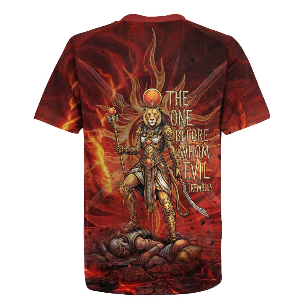 Sekhmet Rugby Jersey Egyptian Fiery Lioness Head and Ancient Warrior