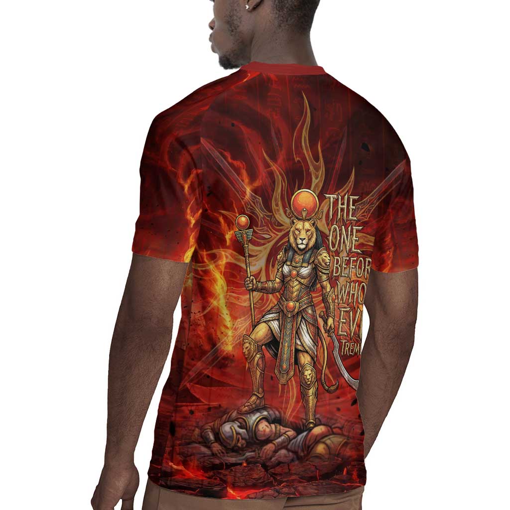 Sekhmet Rugby Jersey Egyptian Fiery Lioness Head and Ancient Warrior