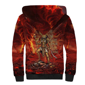 Sekhmet Sherpa Hoodie Egyptian Fiery Lioness Head and Ancient Warrior