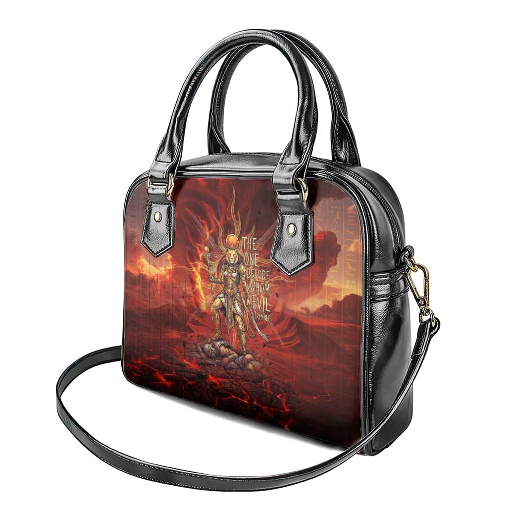 Sekhmet Shoulder Handbag Egyptian Fiery Lioness Head and Ancient Warrior