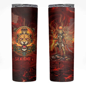 Sekhmet Skinny Tumbler Egyptian Fiery Lioness Head and Ancient Warrior