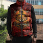 Sekhmet Sleeveless Puffer Jacket Egyptian Fiery Lioness Head and Ancient Warrior