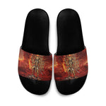 Sekhmet Slide Sandals Egyptian Fiery Lioness Head and Ancient Warrior