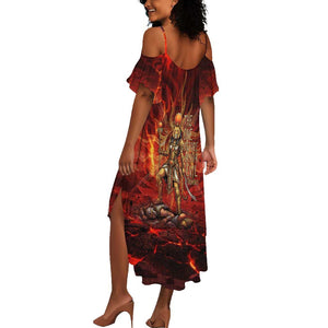 Sekhmet Summer Maxi Dress Egyptian Fiery Lioness Head and Ancient Warrior