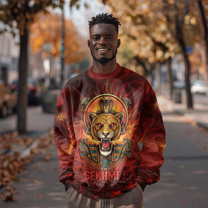 Sekhmet Sweatshirt Egyptian Fiery Lioness Head and Ancient Warrior