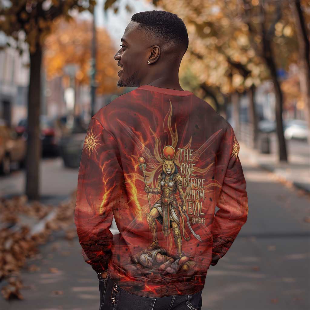 Sekhmet Sweatshirt Egyptian Fiery Lioness Head and Ancient Warrior