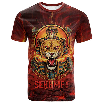 Sekhmet T shirt Egyptian Fiery Lioness Head and Ancient Warrior