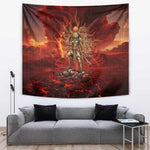 Sekhmet Tapestry Egyptian Fiery Lioness Head and Ancient Warrior