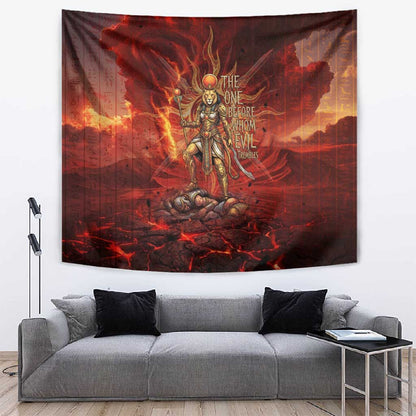Sekhmet Tapestry Egyptian Fiery Lioness Head and Ancient Warrior