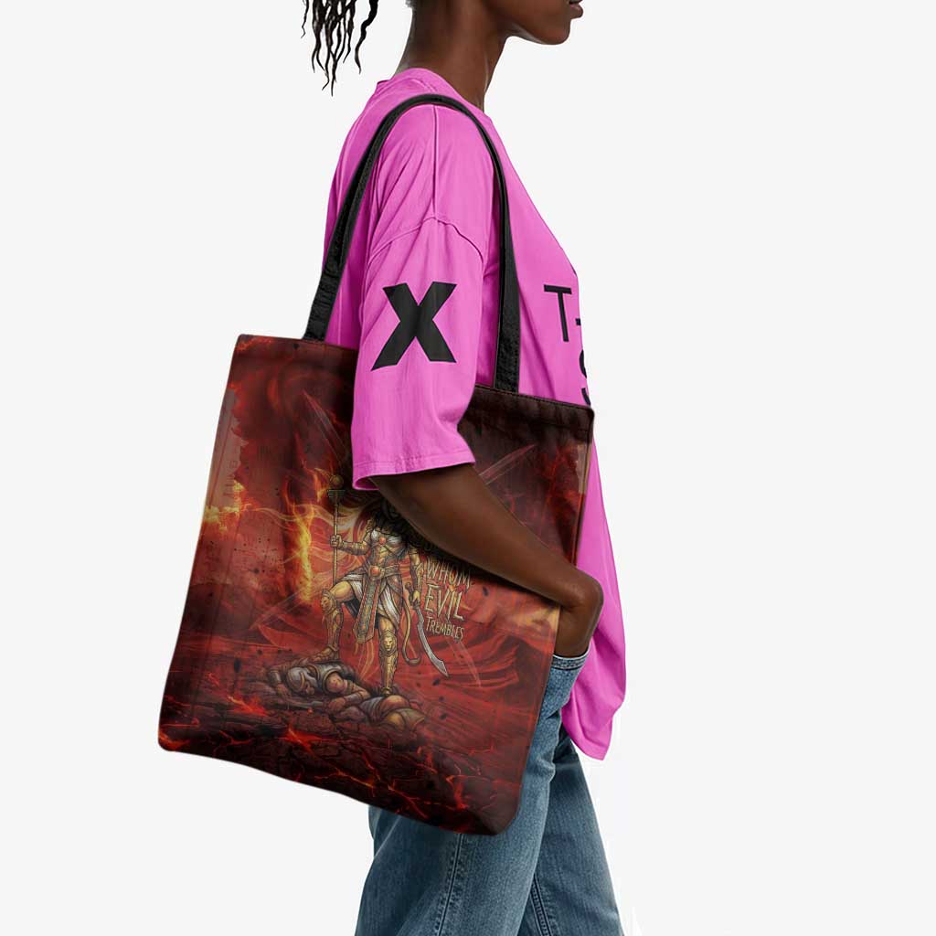 Sekhmet Tote Bag Egyptian Fiery Lioness Head and Ancient Warrior