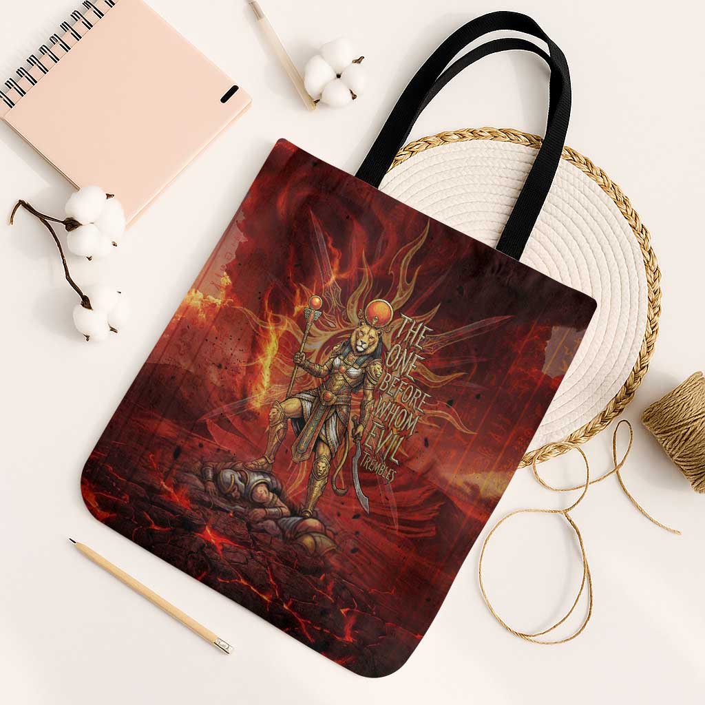 Sekhmet Tote Bag Egyptian Fiery Lioness Head and Ancient Warrior
