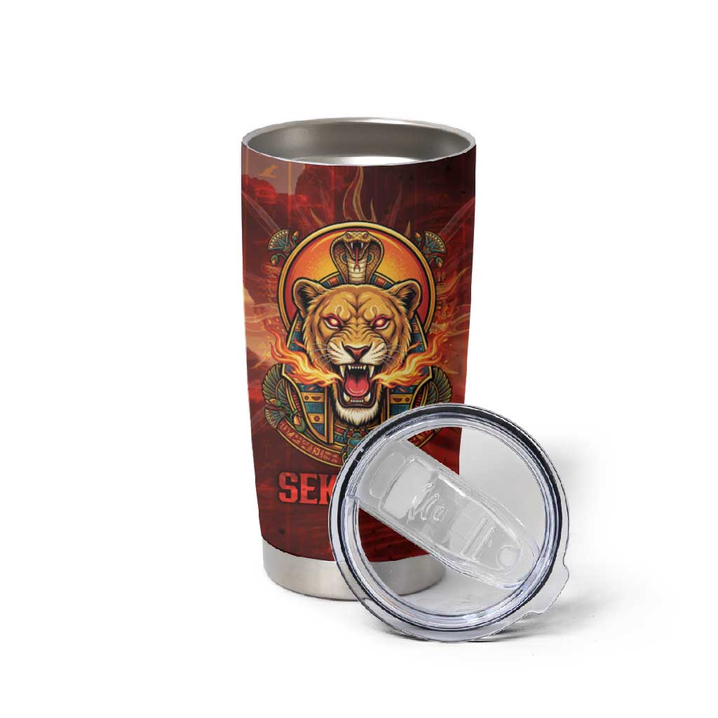 Sekhmet Tumbler Cup Egyptian Fiery Lioness Head and Ancient Warrior