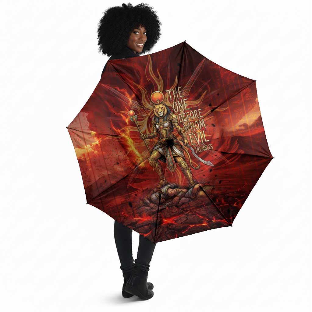 Sekhmet Umbrella Egyptian Fiery Lioness Head and Ancient Warrior