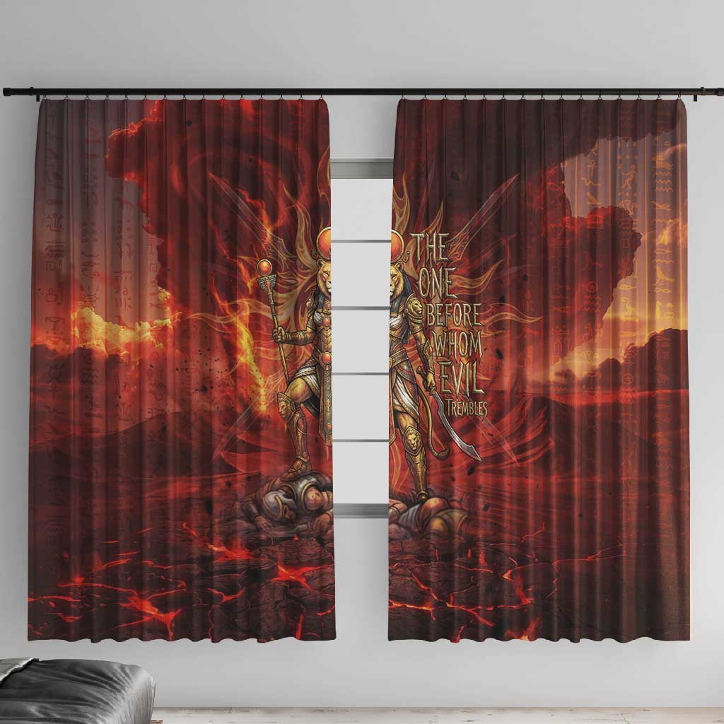 Sekhmet Window Curtain Egyptian Fiery Lioness Head and Ancient Warrior