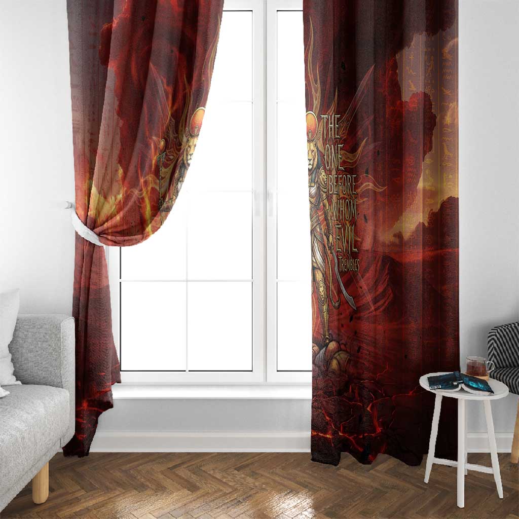 Sekhmet Window Curtain Egyptian Fiery Lioness Head and Ancient Warrior