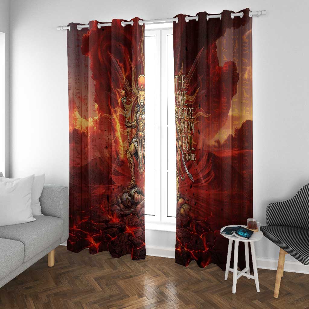 Sekhmet Window Curtain Egyptian Fiery Lioness Head and Ancient Warrior