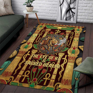 Sekhmet Area Rug with Eye of Ra and Sacred Lion Symbol in Egyptian Healer