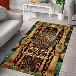 Sekhmet Area Rug with Eye of Ra and Sacred Lion Symbol in Egyptian Healer
