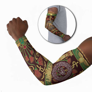 Sekhmet Arm Sleeves with Eye of Ra and Sacred Lion Symbol in Egyptian Healer