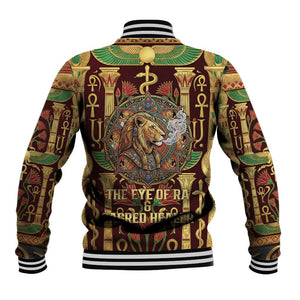 Sekhmet Baseball Jacket with Eye of Ra and Sacred Lion Symbol in Egyptian Healer