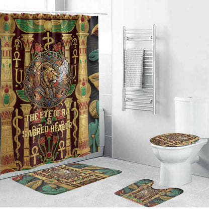 Sekhmet Bathroom Set with Eye of Ra and Sacred Lion Symbol in Egyptian Healer