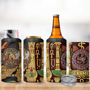 Sekhmet 4 in 1 Can Cooler Tumbler with Eye of Ra and Sacred Lion Symbol in Egyptian Healer