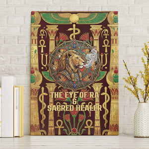 Sekhmet Canvas Wall Art with Eye of Ra and Sacred Lion Symbol in Egyptian Healer