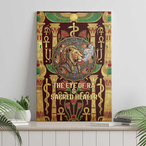 Sekhmet Canvas Wall Art with Eye of Ra and Sacred Lion Symbol in Egyptian Healer