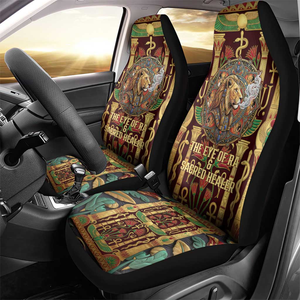 Sekhmet Car Seat Cover with Eye of Ra and Sacred Lion Symbol in Egyptian Healer