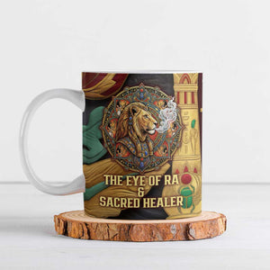 Sekhmet Ceramic Mug with Eye of Ra and Sacred Lion Symbol in Egyptian Healer