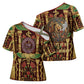 Sekhmet Cross Shoulder Shirt with Eye of Ra and Sacred Lion Symbol in Egyptian Healer