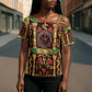 Sekhmet Cross Shoulder Shirt with Eye of Ra and Sacred Lion Symbol in Egyptian Healer