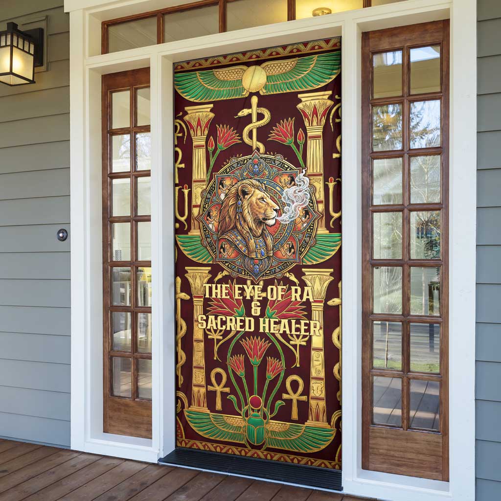 Sekhmet Door Cover with Eye of Ra and Sacred Lion Symbol in Egyptian Healer