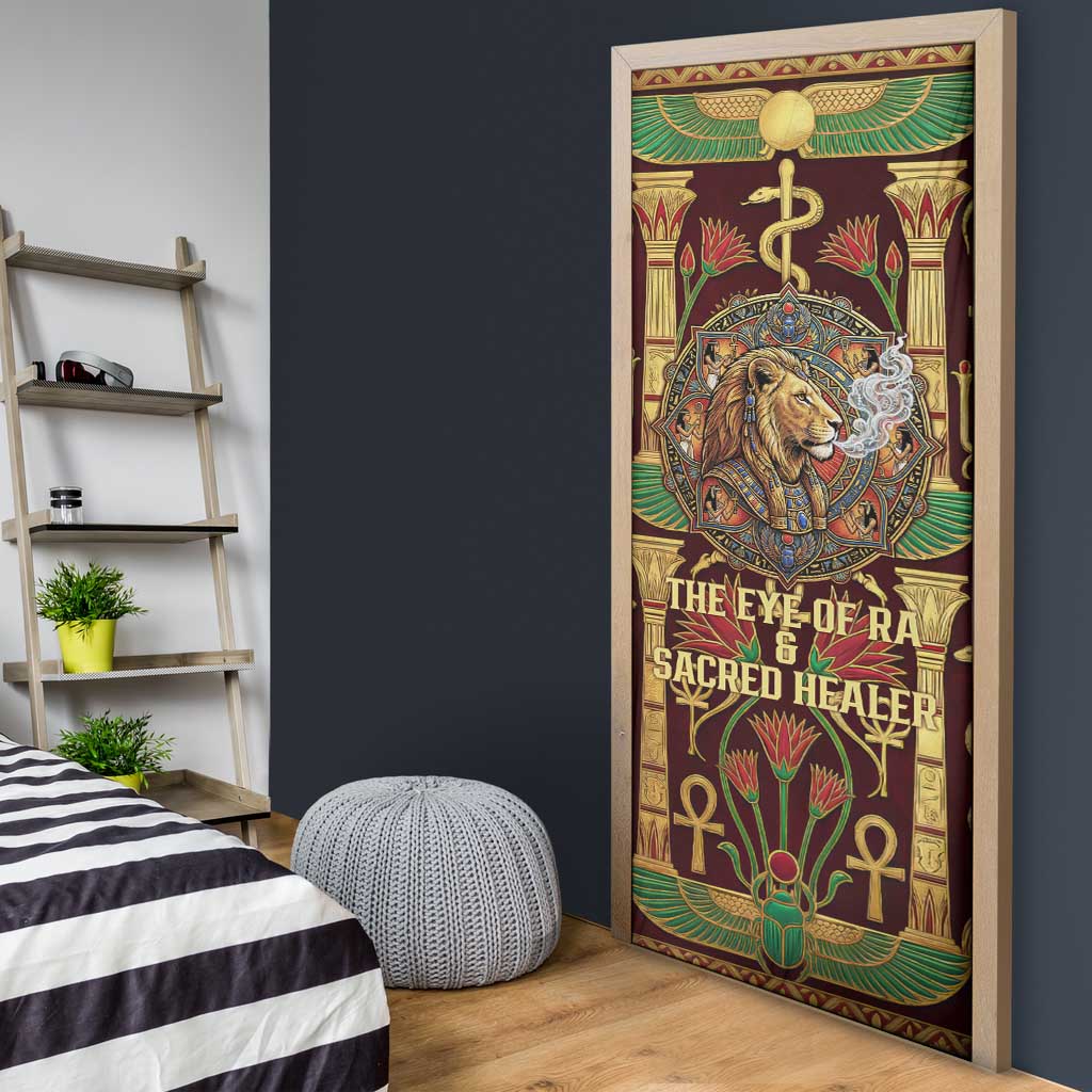 Sekhmet Door Cover with Eye of Ra and Sacred Lion Symbol in Egyptian Healer