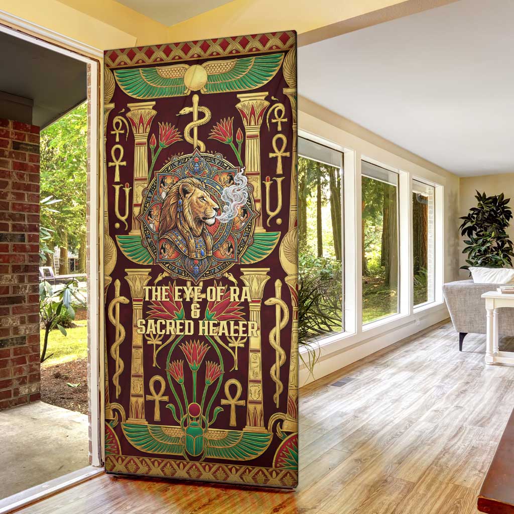 Sekhmet Door Cover with Eye of Ra and Sacred Lion Symbol in Egyptian Healer