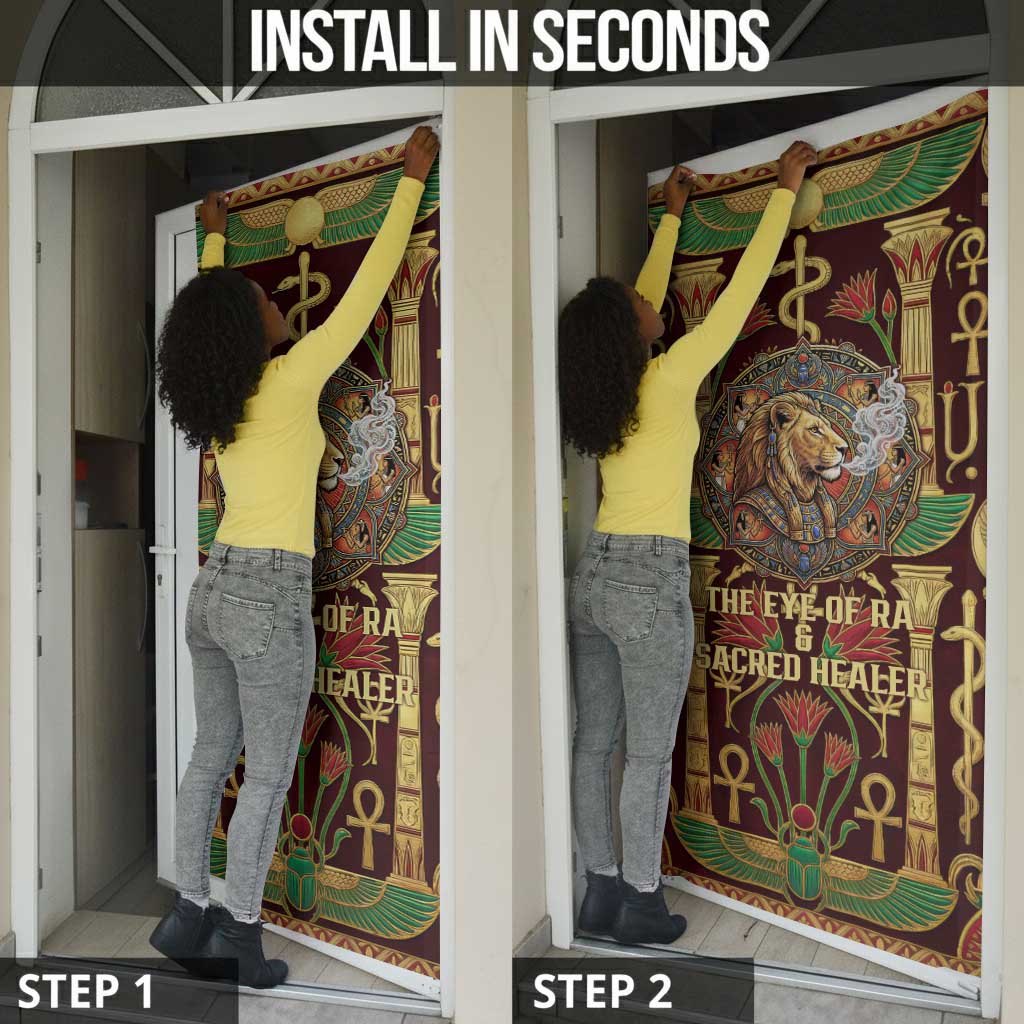 Sekhmet Door Cover with Eye of Ra and Sacred Lion Symbol in Egyptian Healer