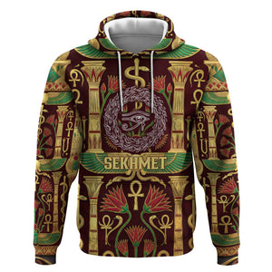 Sekhmet Hoodie with Eye of Ra and Sacred Lion Symbol in Egyptian Healer