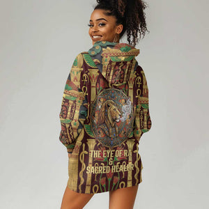 Sekhmet Hoodie Dress with Eye of Ra and Sacred Lion Symbol in Egyptian Healer