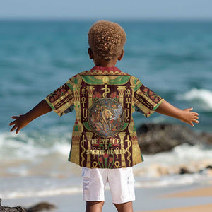 Sekhmet Kid Hawaiian Shirt with Eye of Ra and Sacred Lion Symbol in Egyptian Healer