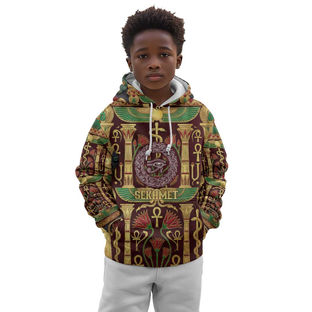 Sekhmet Kid Hoodie with Eye of Ra and Sacred Lion Symbol in Egyptian Healer