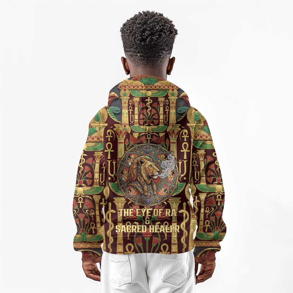 Sekhmet Kid Hoodie with Eye of Ra and Sacred Lion Symbol in Egyptian Healer