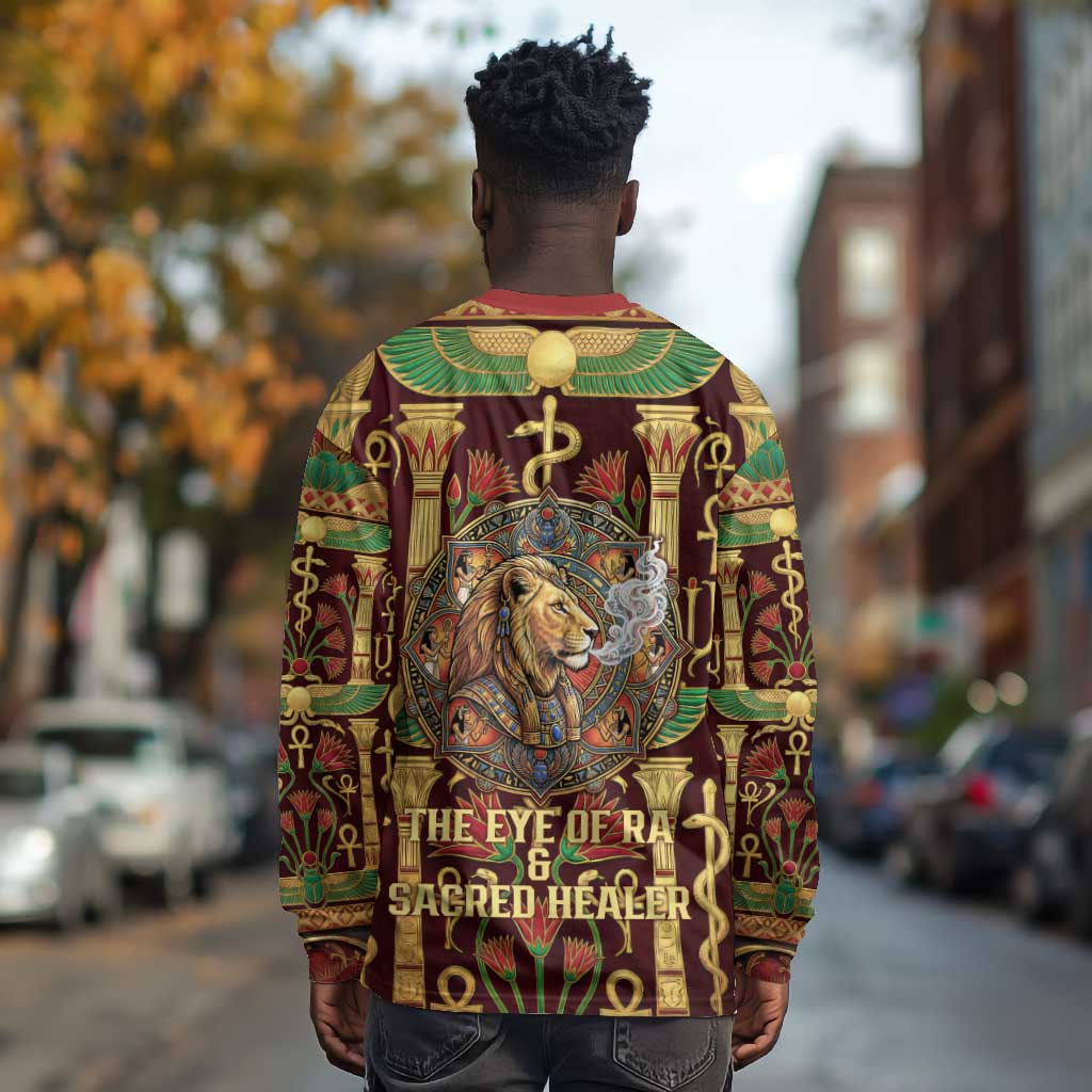 Sekhmet Long Sleeve Shirt with Eye of Ra and Sacred Lion Symbol in Egyptian Healer